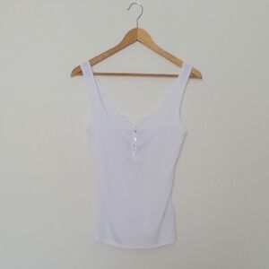 H&M White Tank Top with Button Detail
